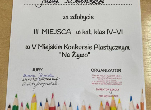 Dyplom Julii za zdobycie III miejsca