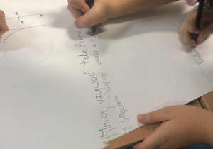 Uczniowie podczas tworzenia plakatu