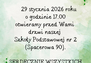 Plakat zapraszający na drzwi otwarte szkoły