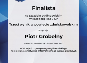 Sukces naszych uczniów na szczeblu ogólnopolskim w konkursie InstaLogik