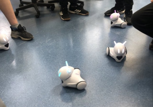 Uczniowie sterują robotami